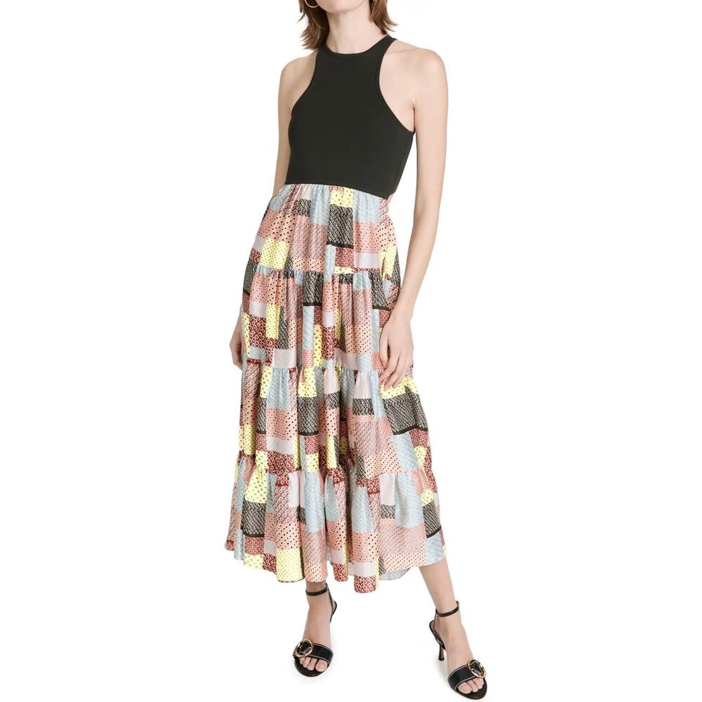 Cinq A Sept Mardi Patchwork Midi Dress Size 00